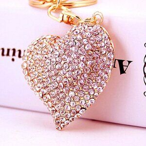Rhinestone Decor Heart Shape Key Chain